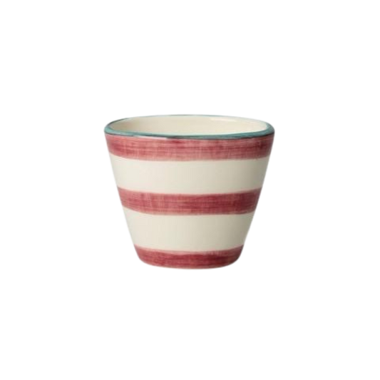 Ceramic Oval Espresso Cup with Hand-painted Pink Horizontal Stripes - 2.37 oz